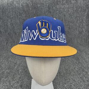 Milwaukee Brewers Hat Cap Snap Back Script One Size Blue MLB Baseball New Era